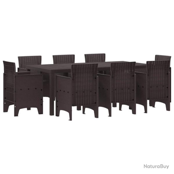 Ensemble de salle � manger pour jardin 9 pcs Marron