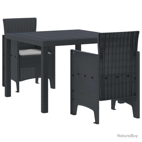 Ensemble de salle � manger pour jardin 3 pcs Anthracite