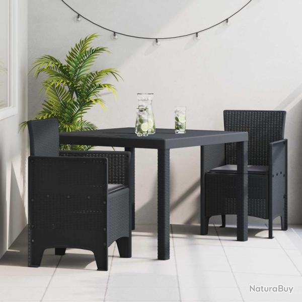 Ensemble de salle � manger pour jardin 3 pcs Anthracite