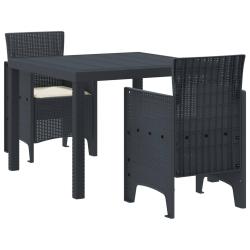 Ensemble de salle &agrave; manger pour jardin 3 pcs Anthracite
