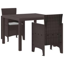 Ensemble de salle &agrave; manger pour jardin 3 pcs Marron