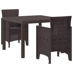 Ensemble de salle &agrave; manger pour jardin 3 pcs Marron