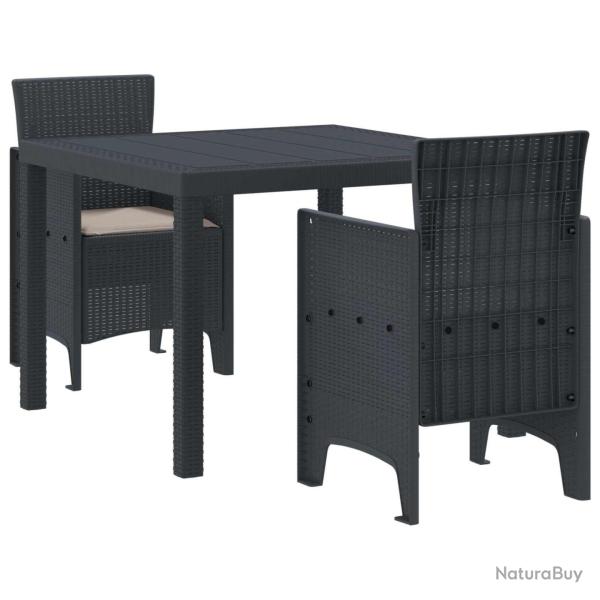 Ensemble de salle � manger pour jardin 3 pcs Anthracite