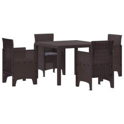 Ensemble de salle &agrave; manger pour jardin 5 pcs Marron