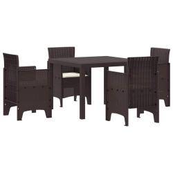 Ensemble de salle &agrave; manger pour jardin 5 pcs Marron