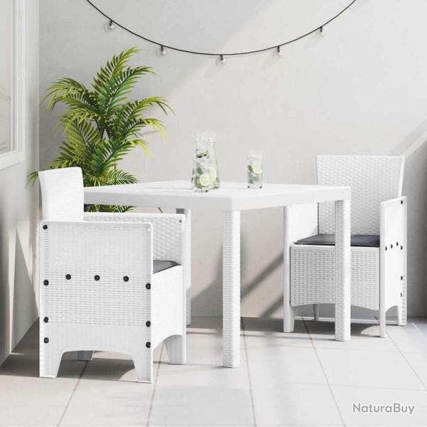 Ensemble de salle � manger pour jardin 3 pcs Blanc