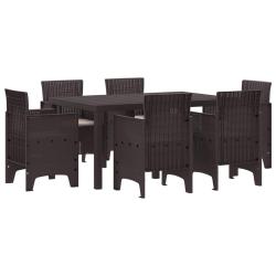 Ensemble de salle &agrave; manger pour jardin 7 pcs Marron Rattan Polt