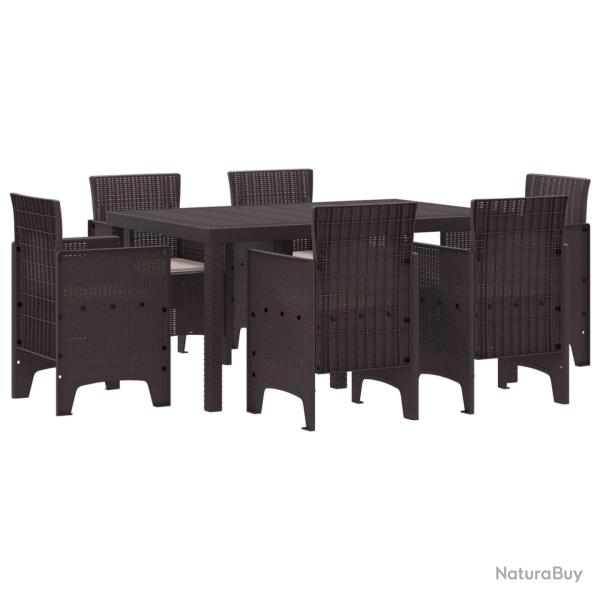 Ensemble de salle � manger pour jardin 7 pcs Marron Rattan Polt