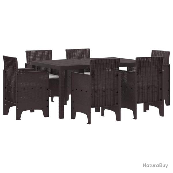 Ensemble de salle � manger pour jardin 7 pcs Marron Rattan Polt