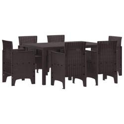 Ensemble de salle &agrave; manger pour jardin 7 pcs Marron Rattan Polt