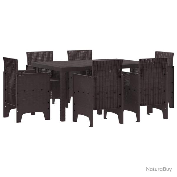 Ensemble de salle � manger pour jardin 7 pcs Marron Rattan Polt