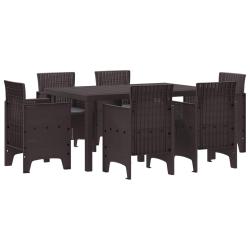 Ensemble de salle &agrave; manger pour jardin 7 pcs Marron Rattan Polt