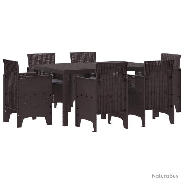 Ensemble de salle � manger pour jardin 7 pcs Marron Rattan Polt