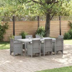 Ensemble de salle &agrave; manger pour jardin 9 pcs Gris clair