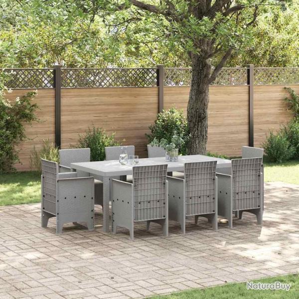 Ensemble de salle � manger pour jardin 9 pcs Gris clair