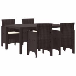 Ensemble de salle &agrave; manger pour jardin 5 pcs Marron Rattan Polt