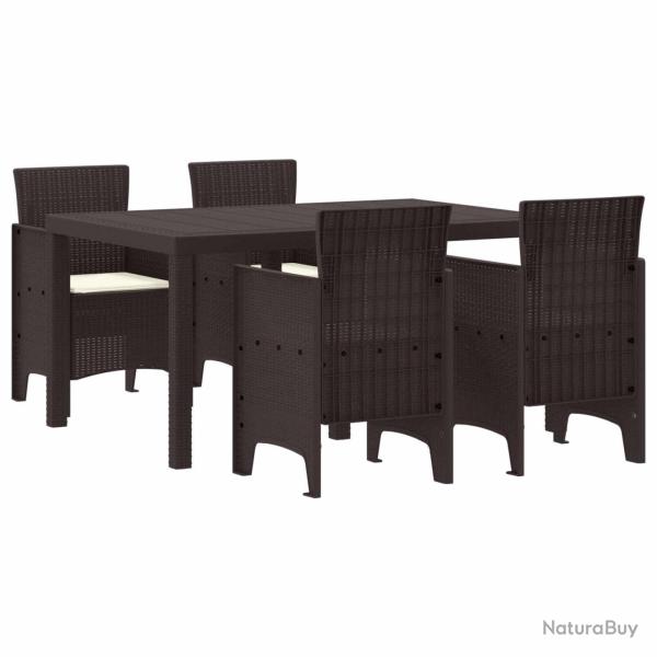 Ensemble de salle � manger pour jardin 5 pcs Marron Rattan Polt
