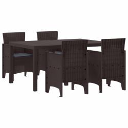 Ensemble de salle &agrave; manger pour jardin 5 pcs Marron Rattan Polt