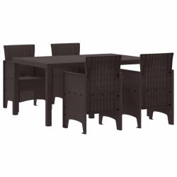 Ensemble de salle &agrave; manger pour jardin 5 pcs Marron Rattan Polt