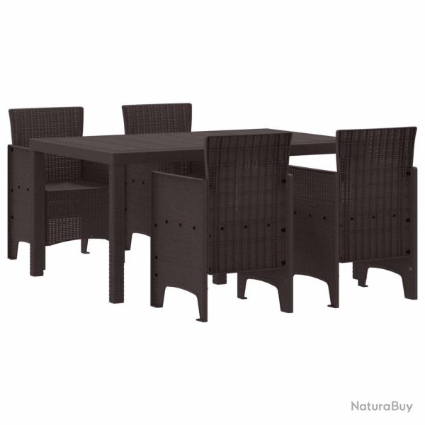 Ensemble de salle � manger pour jardin 5 pcs Marron Rattan Polt