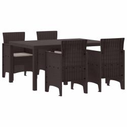 Ensemble de salle &agrave; manger pour jardin 5 pcs Marron Rattan Polt