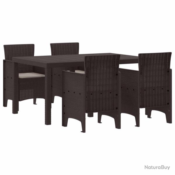 Ensemble de salle � manger pour jardin 5 pcs Marron Rattan Polt