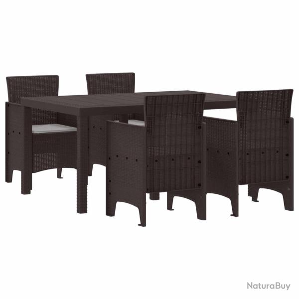 Ensemble de salle � manger pour jardin 5 pcs Marron Rattan Polt