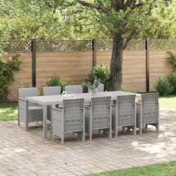 Ensemble de salle &agrave; manger pour jardin 9 pcs Blanc