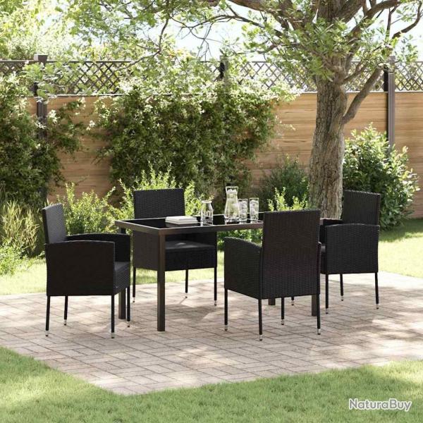 Ensemble de salle � manger pour jardin 5 pcs Noir polyrotin