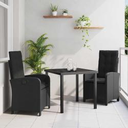 Ensemble de salle &agrave; manger pour jardin 3 pcs Noir polyrotin