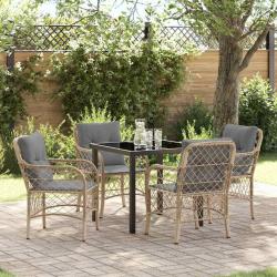 Ensemble de salle &agrave; manger pour jardin 5 pcs Beige polyrotin