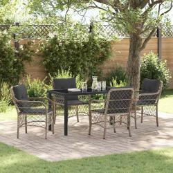 Ensemble de salle &agrave; manger pour jardin 5 pcs Gris clair