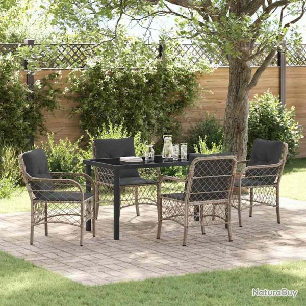 Ensemble de salle � manger pour jardin 5 pcs Gris clair