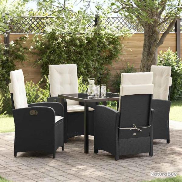 Ensemble de salle � manger pour jardin 5 pcs Noir polyrotin