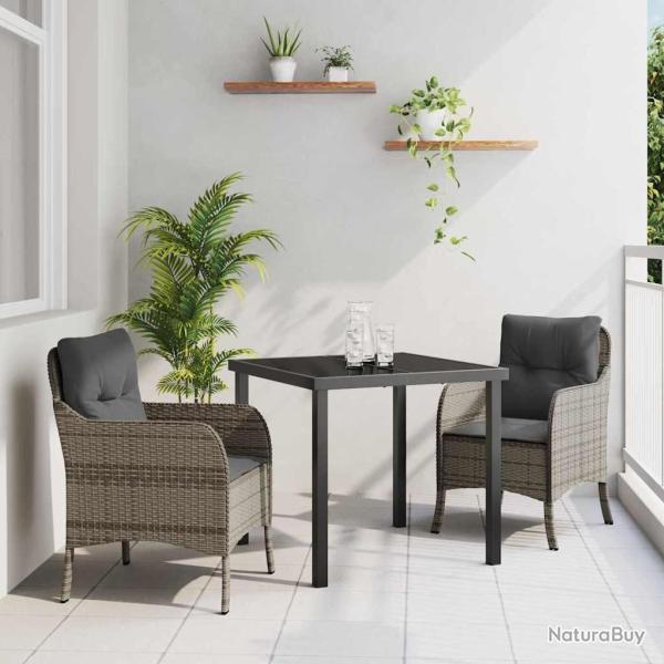 Ensemble de salle � manger pour jardin 3 pcs Gris polyrotin