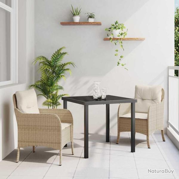 Ensemble de salle � manger pour jardin 3 pcs Beige polyrotin