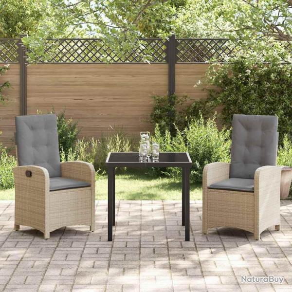Ensemble de salle � manger pour jardin 3 pcs Beige polyrotin