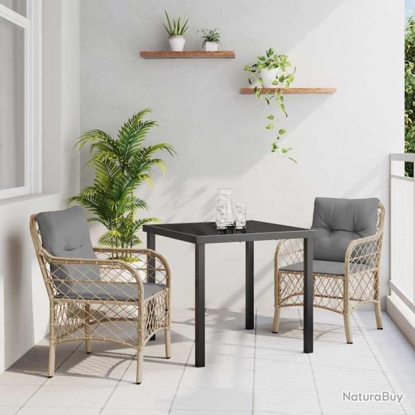 Ensemble de salle � manger pour jardin 3 pcs Beige polyrotin