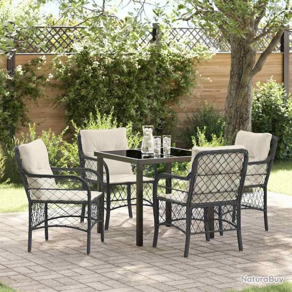 Ensemble de salle � manger pour jardin 5 pcs Noir polyrotin