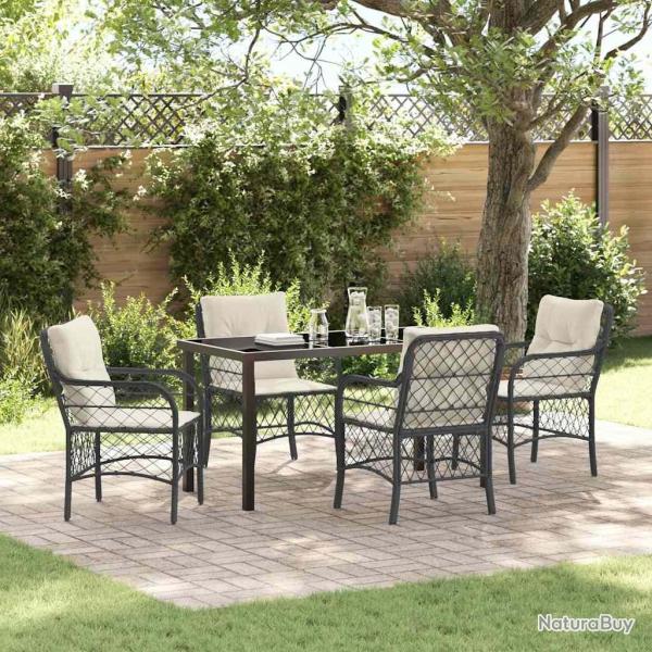Ensemble de salle � manger pour jardin 5 pcs Noir polyrotin
