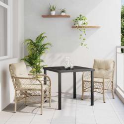 Ensemble de salle &agrave; manger pour jardin 3 pcs Beige polyrotin