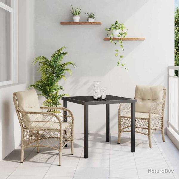 Ensemble de salle � manger pour jardin 3 pcs Beige polyrotin