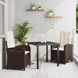 Ensemble de salle &agrave; manger pour jardin 3 pcs Marron polyrotin