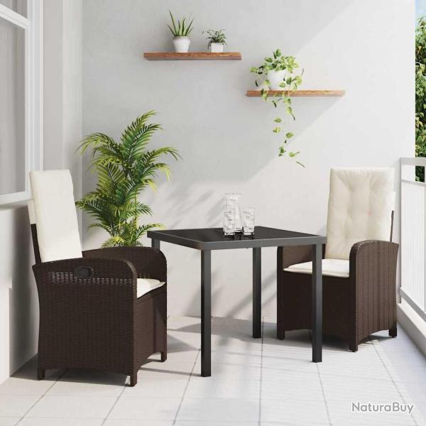 Ensemble de salle � manger pour jardin 3 pcs Marron polyrotin