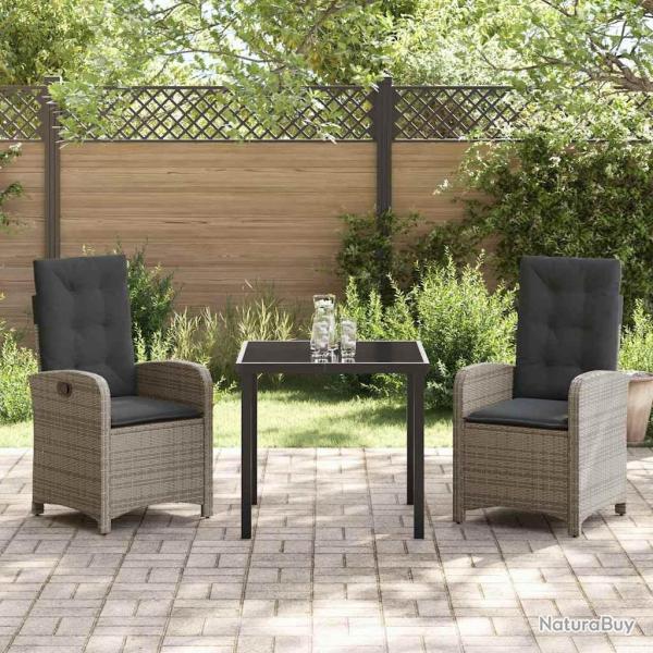 Ensemble de salle � manger pour jardin 3 pcs Gris polyrotin