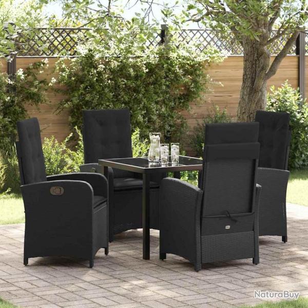 Ensemble de salle � manger pour jardin 5 pcs Noir polyrotin