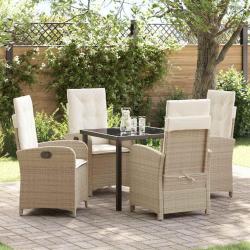 Ensemble de salle &agrave; manger pour jardin 5 pcs Beige polyrotin