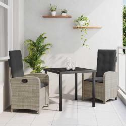 Ensemble de salle &agrave; manger pour jardin 3 pcs Gris clair