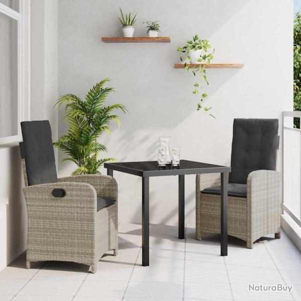Ensemble de salle � manger pour jardin 3 pcs Gris clair
