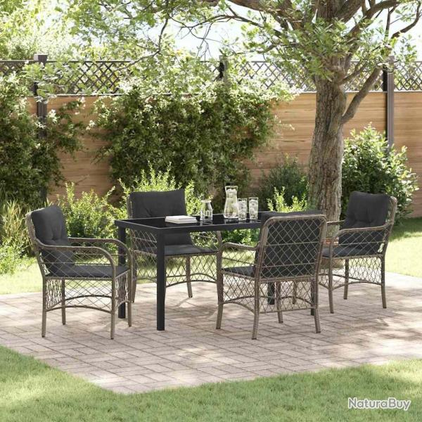 Ensemble de salle � manger pour jardin 5 pcs Gris polyrotin